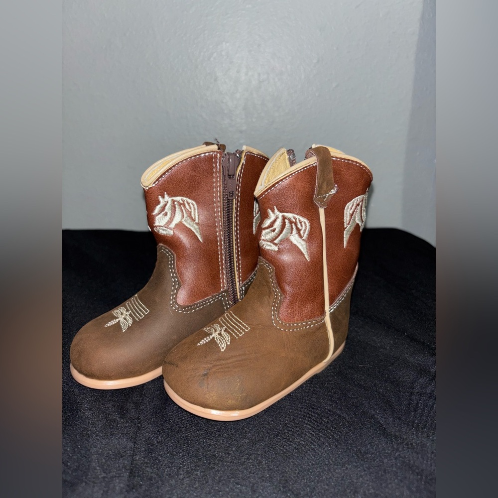 Kids Brown and Tan Cowboy Boots